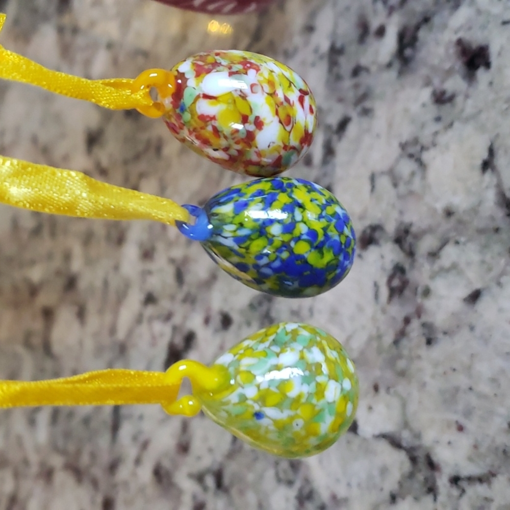 German Handmade Glass Easter Eggs New!